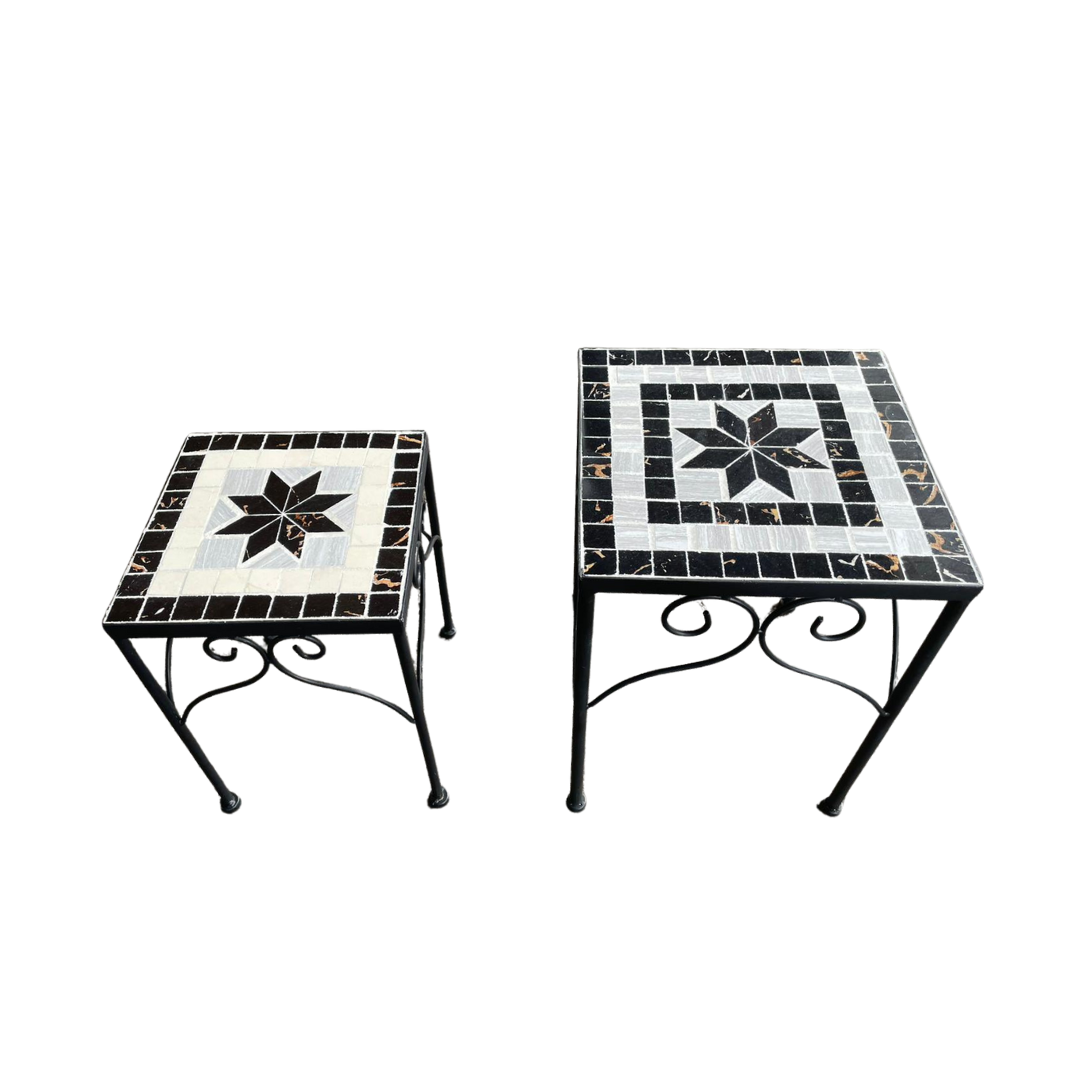 Mosaic Plant Stand - Black & White two set lakeside