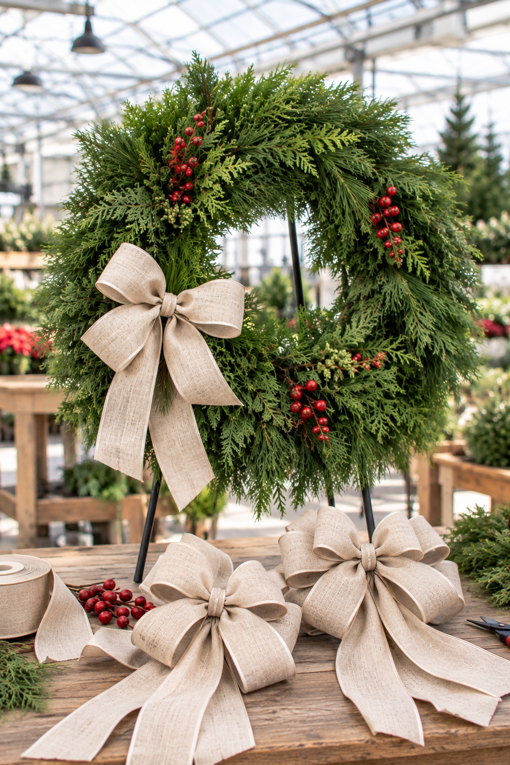 Make-and-Take: Decorated Fresh Wreath and Bows