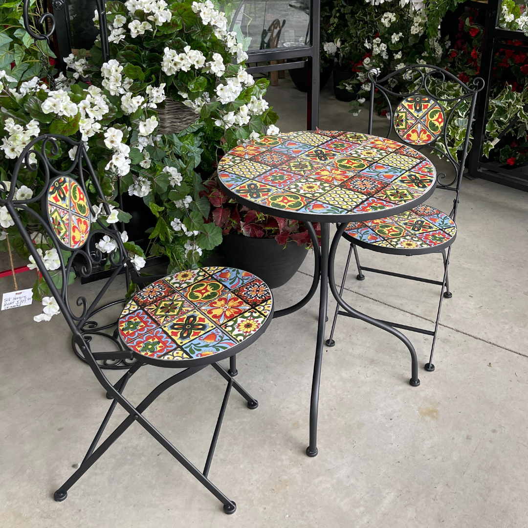 Mosaic Table Living Accents Bistro Set Outdoor Mosaic Table And