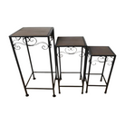 Wood Top Plant Stand - Black tri set 