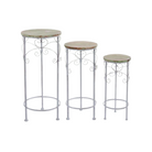Wood Top Plant Stand - White trio set