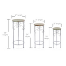 Wood Top Plant Stand - White measurement set